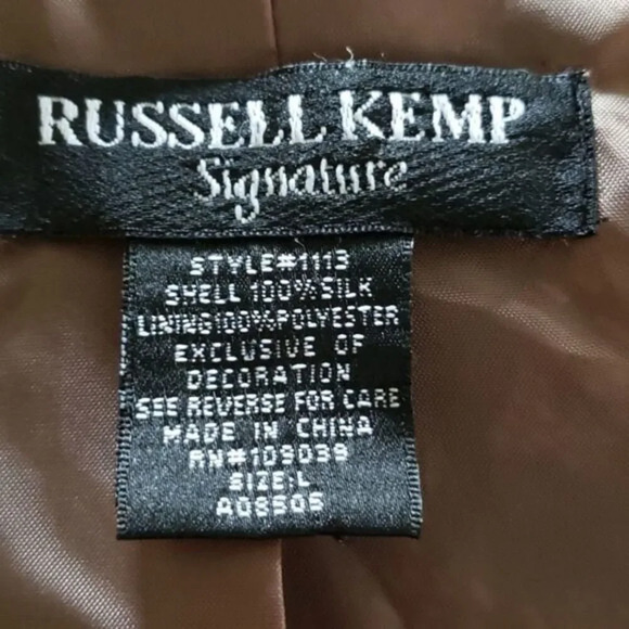 RUSSELL KEMP‎ ANIMAL Print Silk Beaded Blazer Jacket Size Large Brown - Picture 5 of 8